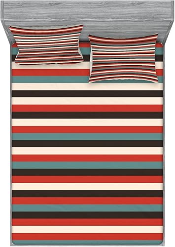 Miniatura 202 de Ambesonne - Juego de sábanas bajeras y fundas de almohada, diseño clásico botánico, plantas de jardín vintage, juego de 3 piezas con estampado