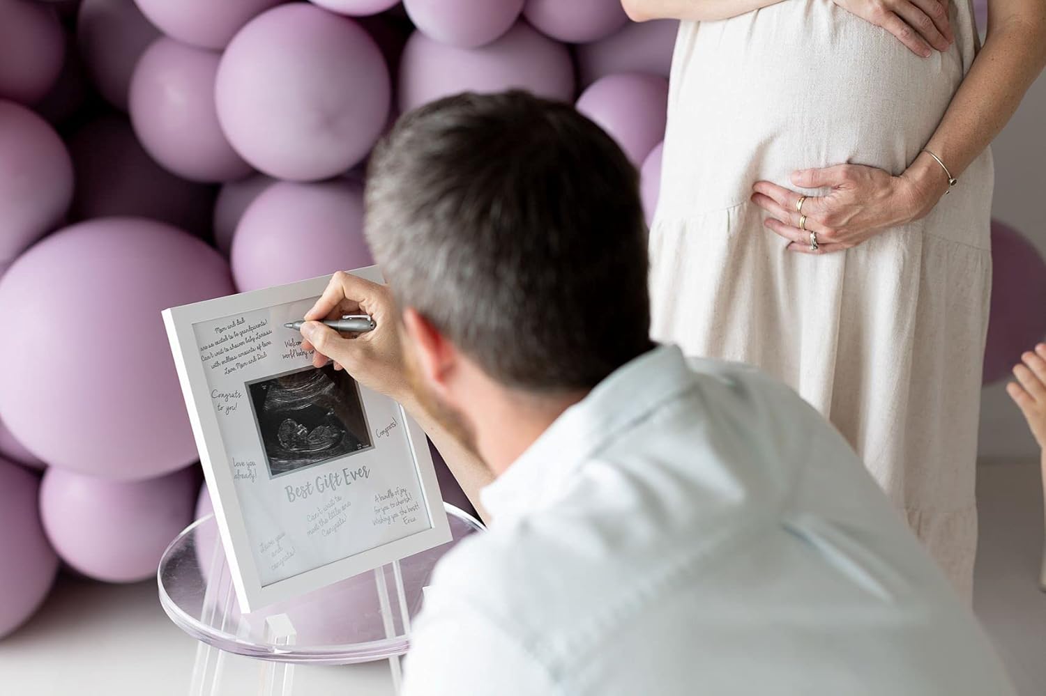 Tiny Ideas Sonogram Signature Frame Guest Book, Perfect for Any Baby Registry, Marker Included for Guests to Leave Well-Wishes, Great for Celebrating Baby Showers or Birthdays, White : Baby