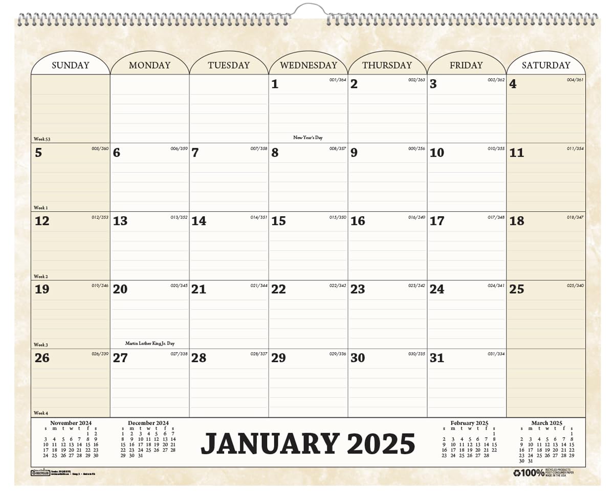 House of Doolittle 2025 Monthly Wall Calendar, Marble, 14.8 x 12 Inches, January - December (HOD319-25)