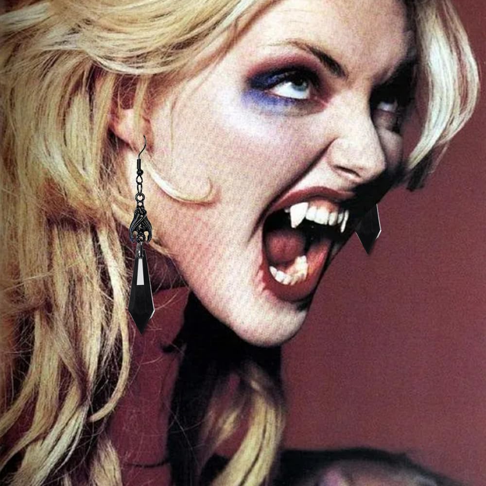 Goth Dark Bat Dangle Earrings for Women Crystal Dangle Earrings Halloween Punk Vampire Earrings Jewelry - Image 4