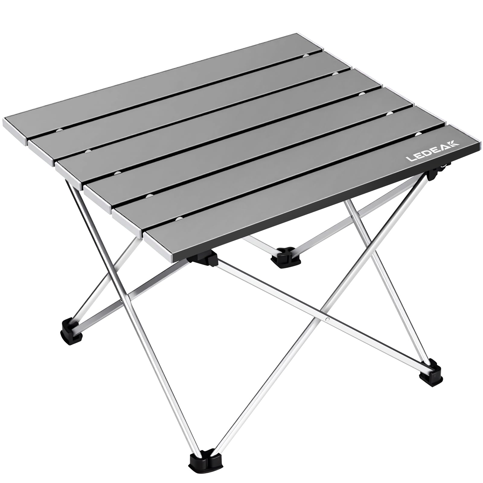 Ledeak Portable Camping Table, Lightweight Folding Table with Aluminum Table Top and Carry Bag, Easy to Carry, Perfect for Outdoor, Picnic, Cooking, Beach, Hiking, Fishing (Grey, Small)