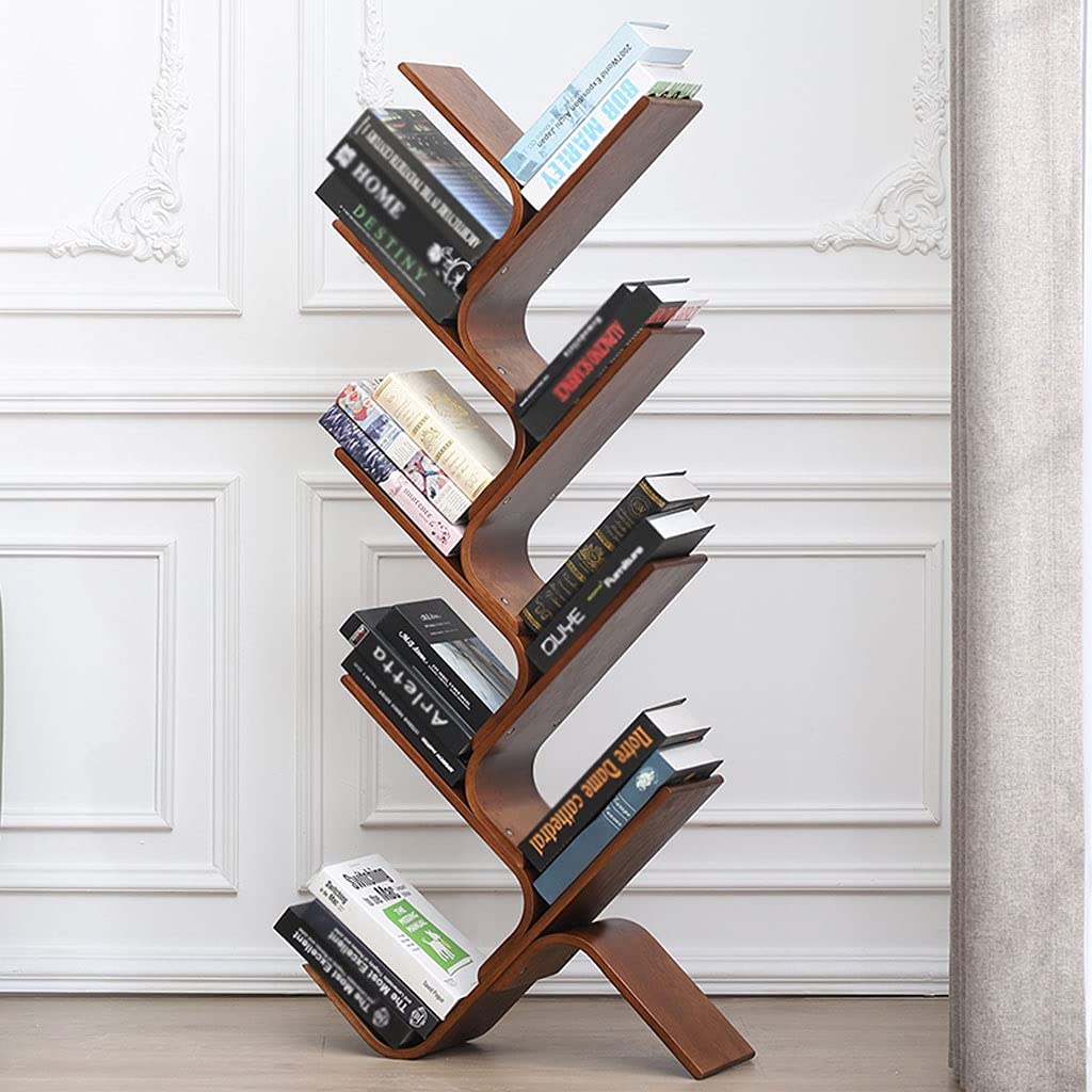 Estantería Estantería para libros de escritorio Estantería pequeña de madera en forma de árbol Estante de piso simple de múltiples capas Estante para archivos de oficina Estantería para sala de estudi