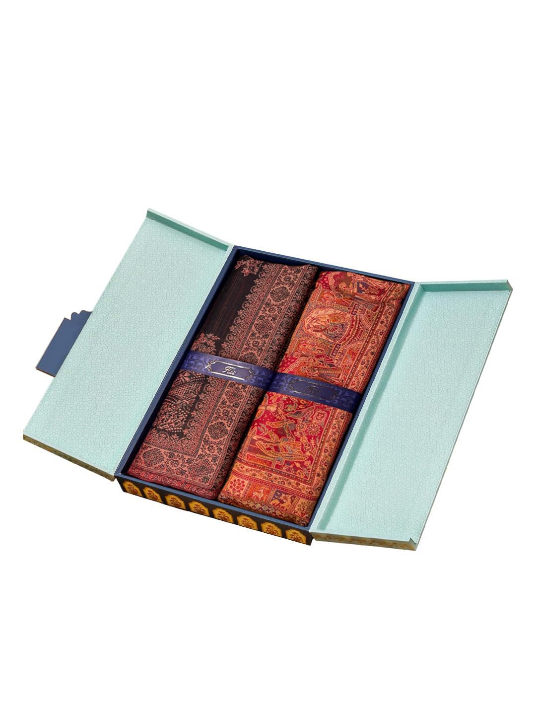 His and Her Gift Set of Jamavar Shawls With Wooden Gift Box-image-14