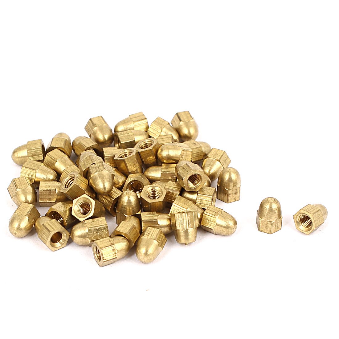 Uxcell Gold Sourcingmap Acorn Hex Cap Nuts - 49Pcs M3 Dome Nuts Brass Hexagon Decorative Cap Nut For Screws Bolts Brass Tone