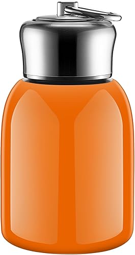 Mifoci Mini botellas de agua de acero inoxidable de 10 onzas con aislamiento térmico para bebidas frías y calientes, botella de agua naranja