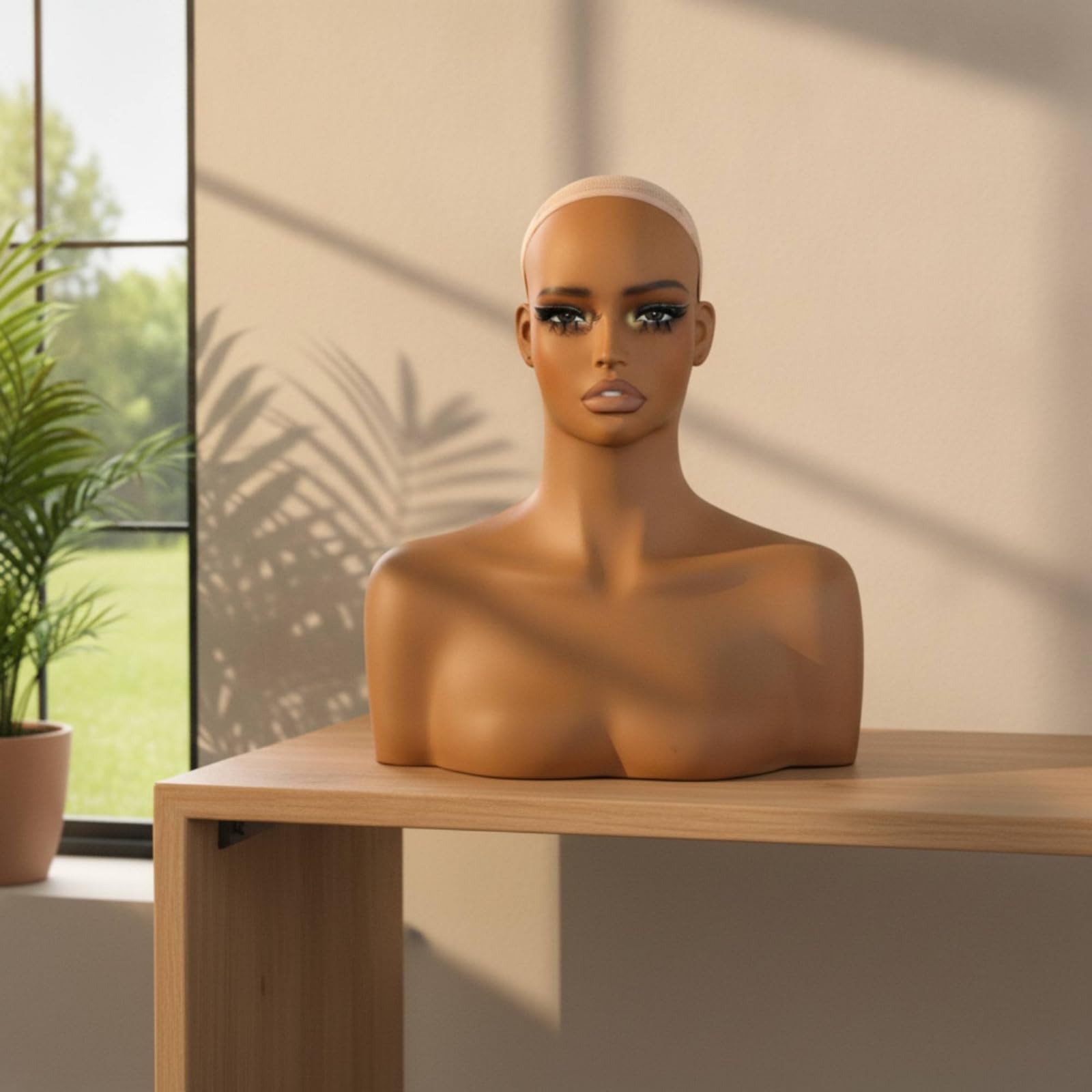 Busto Manichino con Calotta Liscio Busto da Esposizione Resistente per Parrucchieri, Studio Fotografico , DE410-BX1