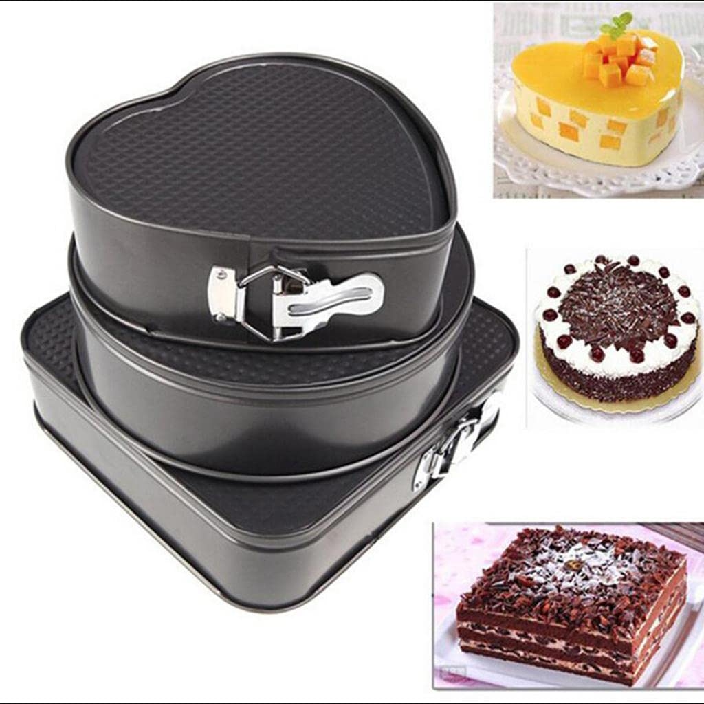 Lot de 3 moules à charnière antiadhésifs et étanches pour gâteau au fromage, style E