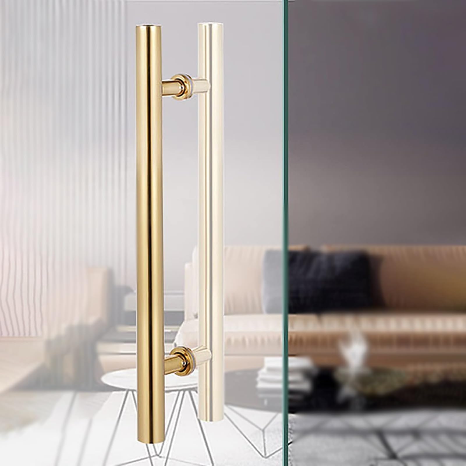 MXXQRHF Durable Gold Barn Door Handle - Smooth Metal Push Pull Handle for Home Interior & Exterior, 120cm (47 1/4") - Perfect for Living Room, Bedroom, Kitchen Decor