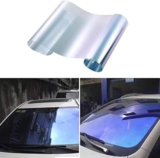 Blueshyhall Lámina tintada para coche, 67 % VLT, color azul oscuro, con efecto espejo, protección visual, protección contra el deslumbramiento, protección térmica, protección solar, para luna