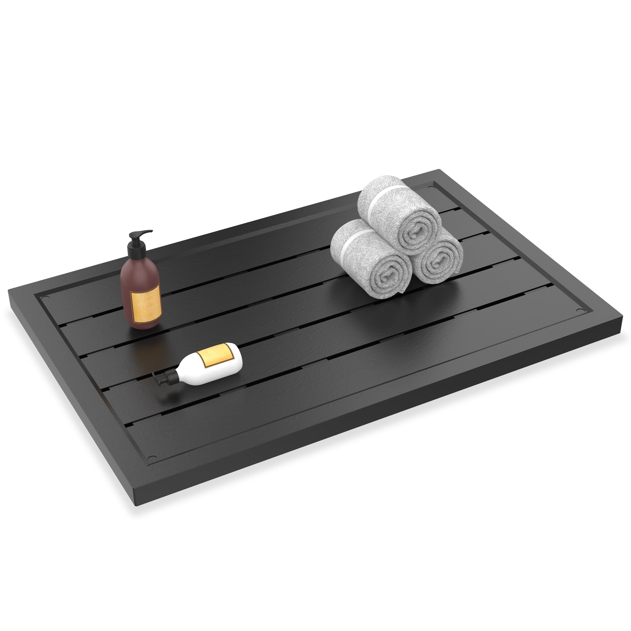 LZQ Élément de sol en plastique pour douche solaire, douche de jardin, plaque de sol, douche solaire, anthracite, de qualité supérieure, antidérapant, pour camping, piscine, douche extérieure, 100 ×