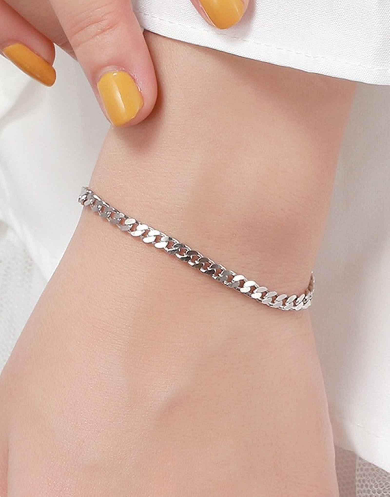 Bracelet - Bracciale da donna in argento 925, con catena a maglia barbazzale