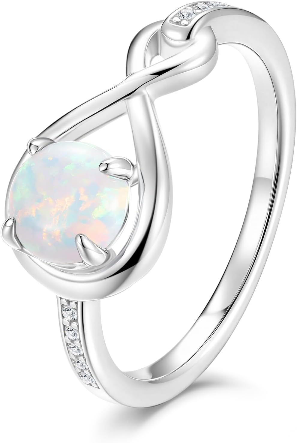 FANCIME Infinity Birthstone Ring 925 Sterling Silver Promise Ring Round Gemstone Birthstone Jewelry Birthday Wedding Engagement Mothers Day Gifts for Her Women