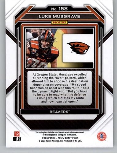 Miniatura 2 de 2023 Panini Prizm Draft Picks #158 Luke Musgrave Oregon State Beavers RC Rookie Card Official NCAA Football Card in Raw (NM or Better) Condition