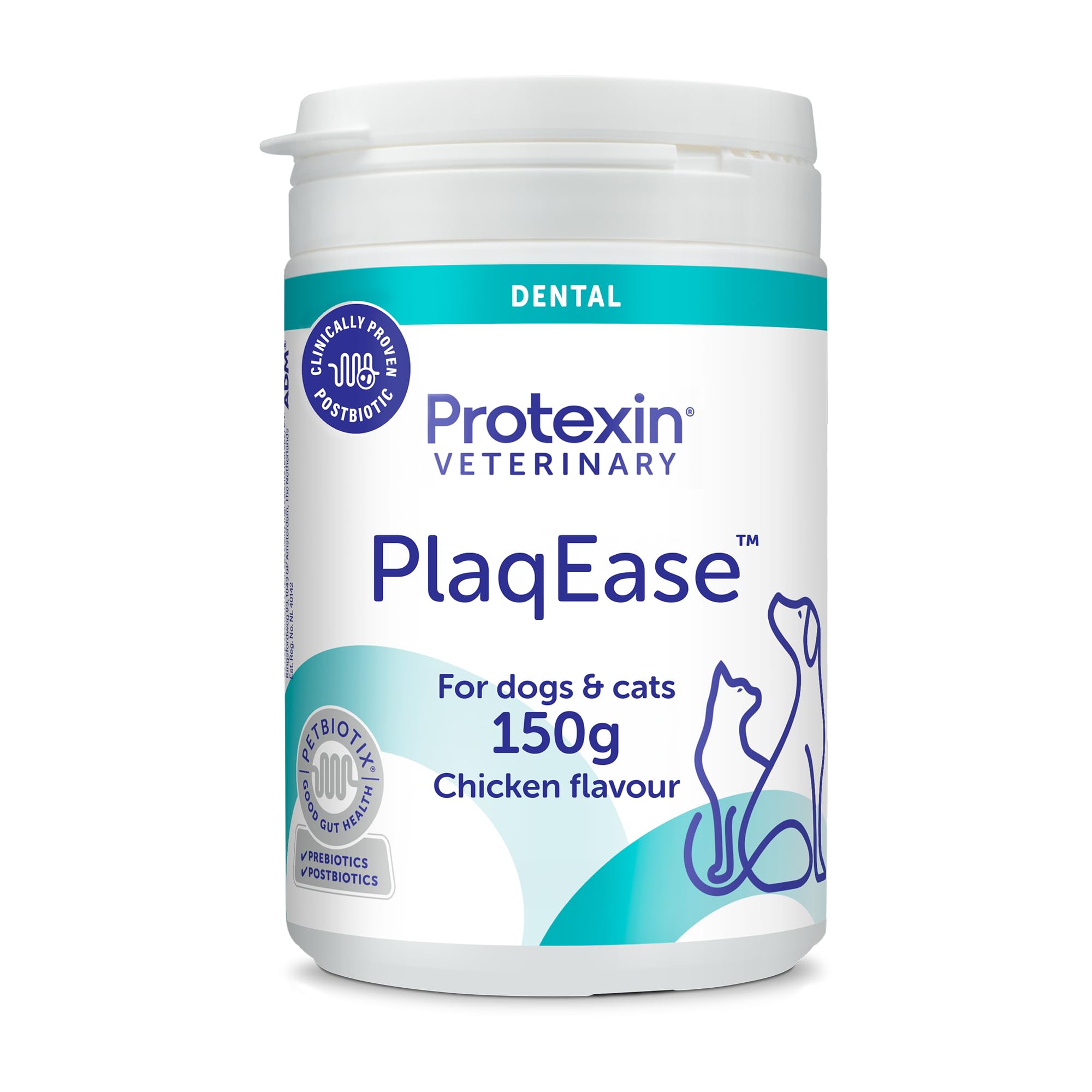 Protexin Veterinary Plaqease Pre And Postbiotic Dental Powder For Dogs And Cats - Dogs And Cats - Tub 150G