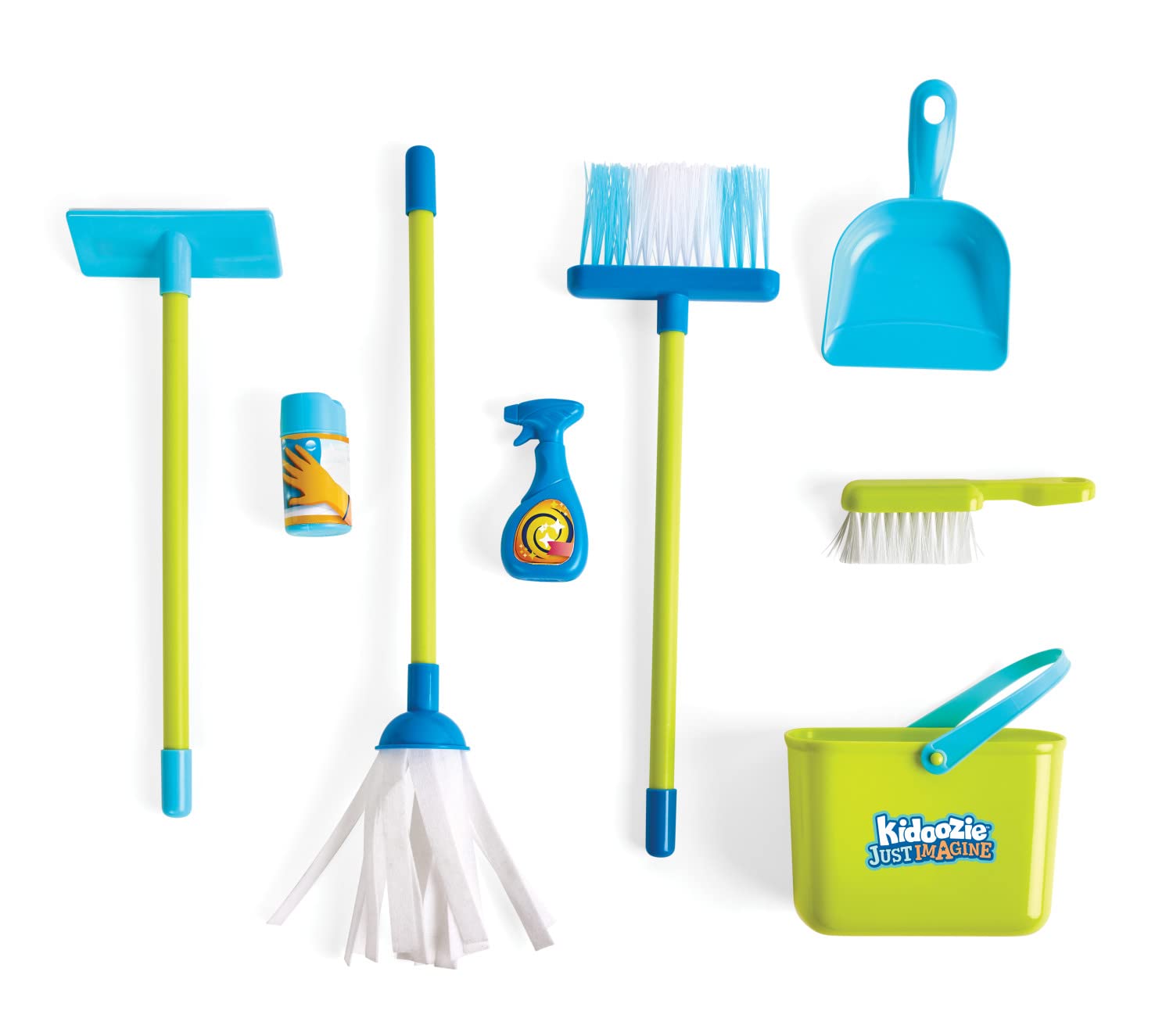 KidoozieCleaning Essentials Playset - 9-Piece Pretend Play Set with Broom, Mop, Duster, Dustpan, Bucket, and More!