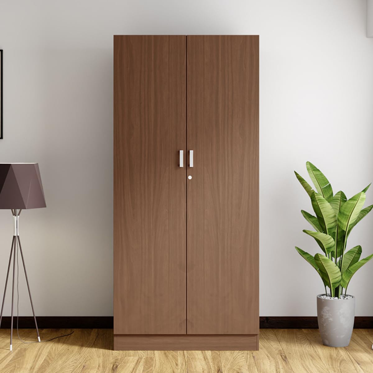Interio by Godrej Genesys 2-Door Wooden Wardrobe (Dark Walnut) (1