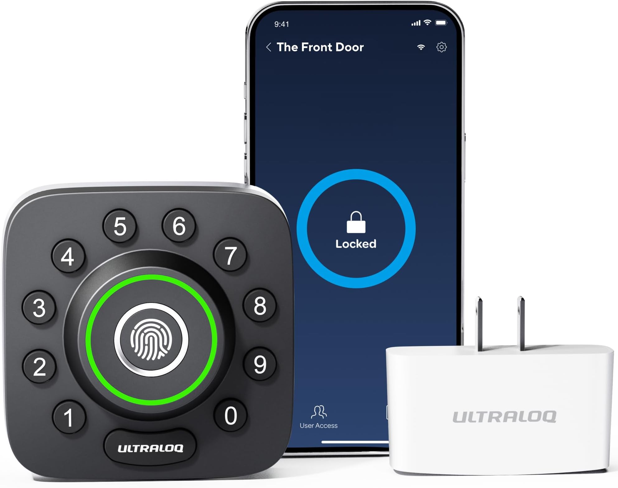 U-Bolt Pro Bluetooth Enabled Fingerprint and Keypad Smart Deadbolt + Bridge WiFi Adaptor | 6-in-1 Keyless Entry | Control Remotely Via Smartphone | Fingerprint ID | Anti-peep Code | Auto Unlock & Lock