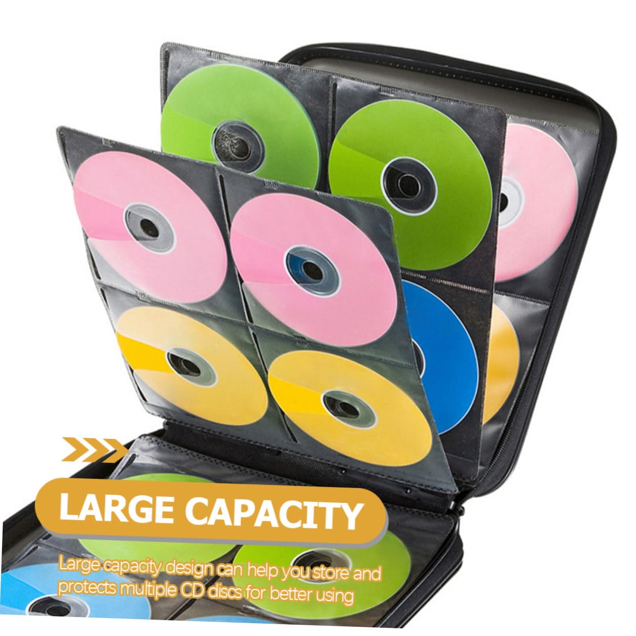 Porta CD in Plastica Cerniera Custodia per Dvd da Esterno Borsa per Dischi CD Maniglia Protezione da Polvere e Graffi Design di Grande Capacità per Conservazione Casa Viaggio