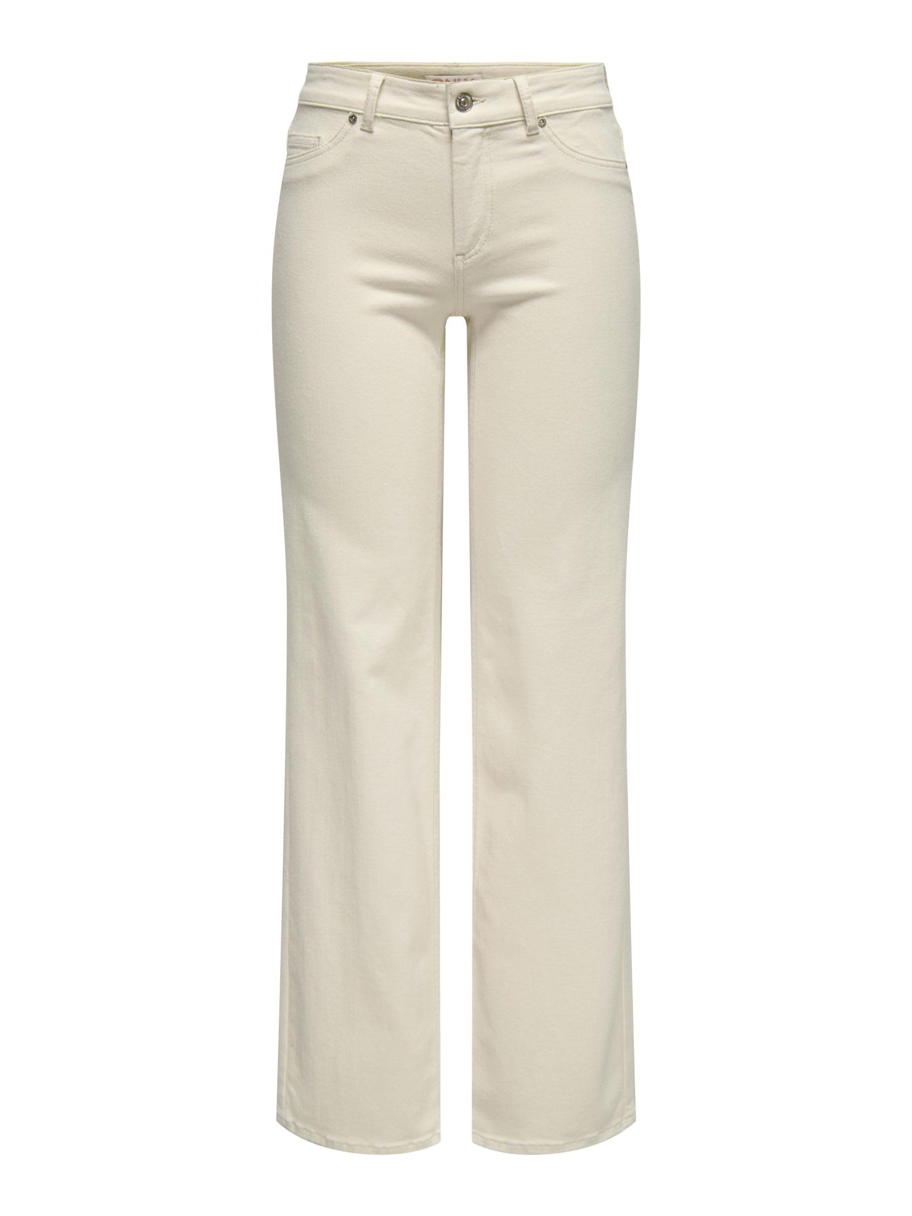 Only Women's Ecru Onlblush Mid Straight Dnm Dot Noos, M / 32L
