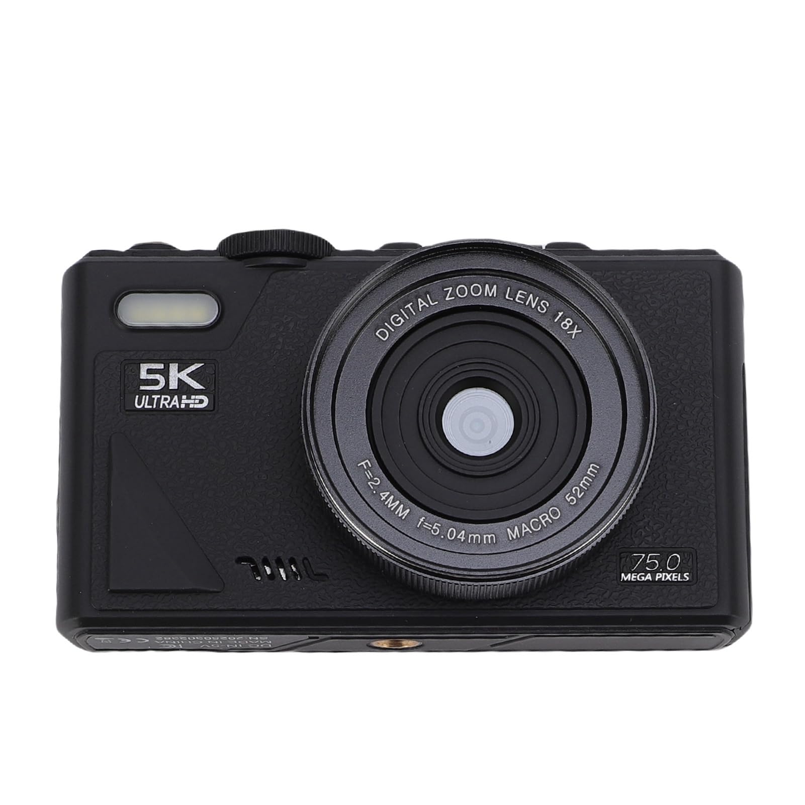 VBESTLIFE Aparat Cyfrowy 5K, Kamera Vlogging 75MP WiFi na YouTube, Autofokus Kompaktowa Kamera Podróżna 3 "180 ° Flip Screen z 18-krotnym Zoomem (BLACK)