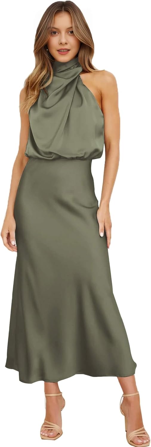 One Shoulder Mock Neck Maxi Satin Dress Party Kuwait Ubuy