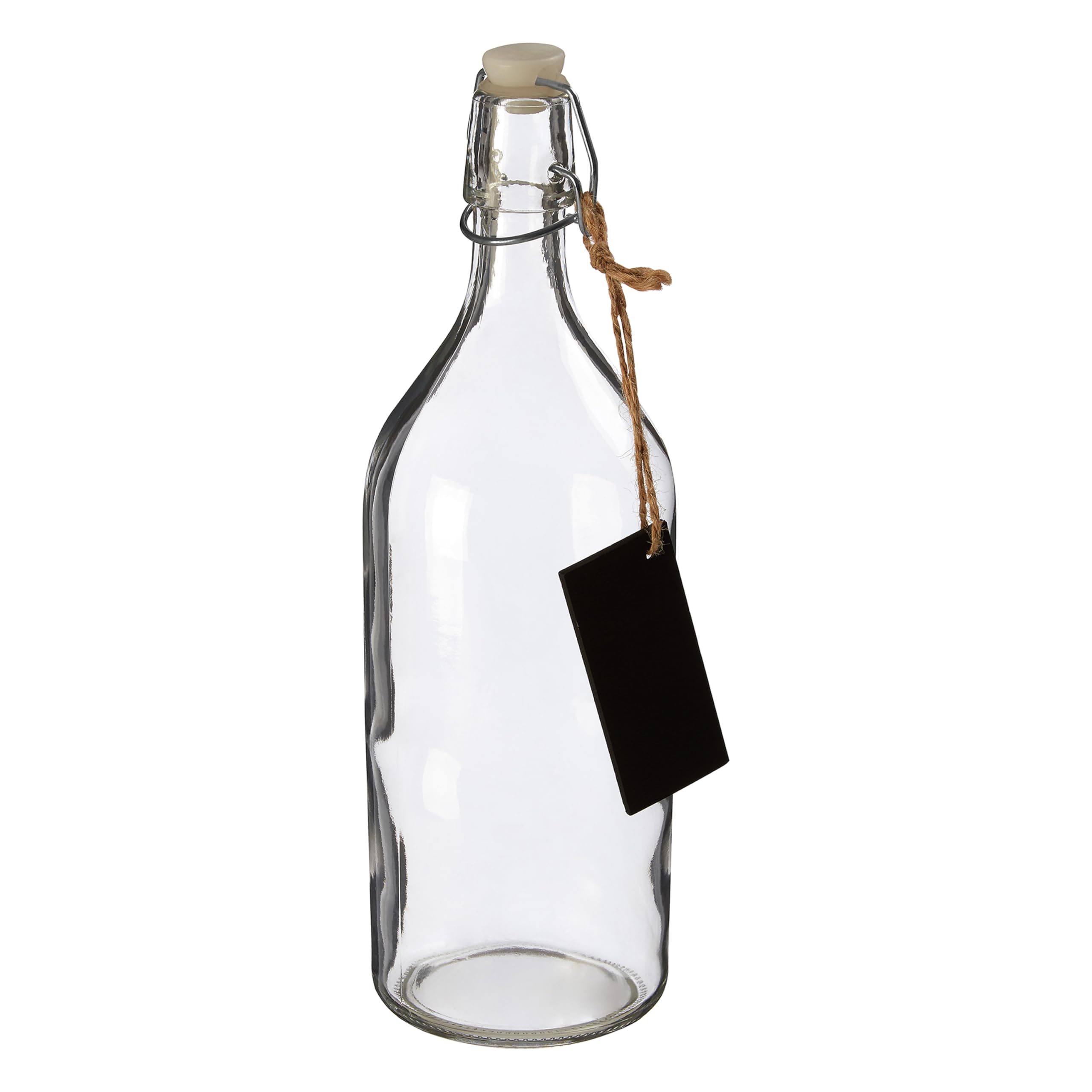 Crystal Storage Bottle - Clear Glassware - Pine Wood Lid - 1000ml Capacity - Premier Housewares