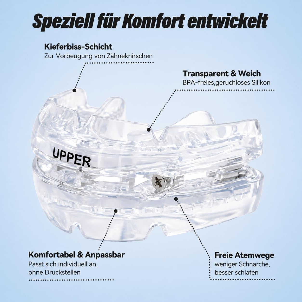 Schnarchstopper Anti Schnarch, Schnarchschiene Gegen Zähneknirschen und Schnarchen für MäNner Und Frauen(Weiß)
