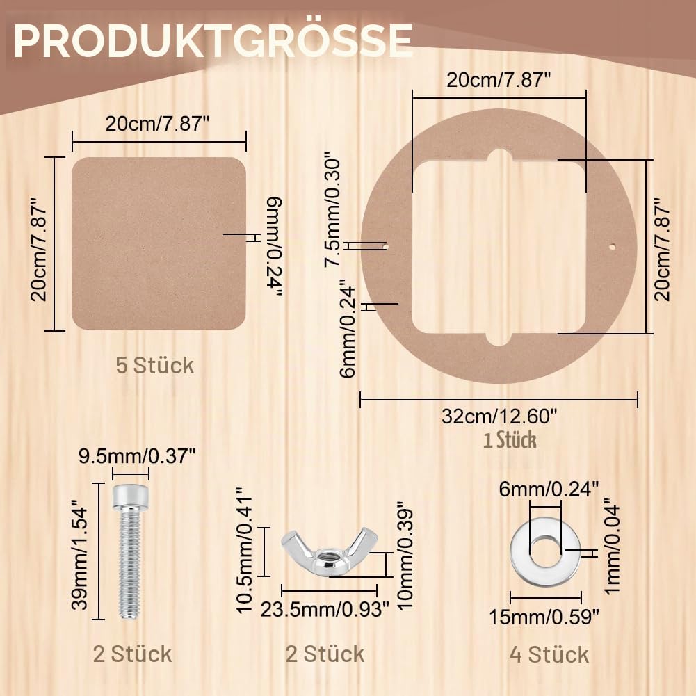 PH PandaHall Töpferei Fledermäuse Werkzeuge Portable Clay Wedging Board 32cm runde äußere Fledermaus mit 5 Stück 20cm quadratischen Innenschlägern für Töpfer und Tonkünstler