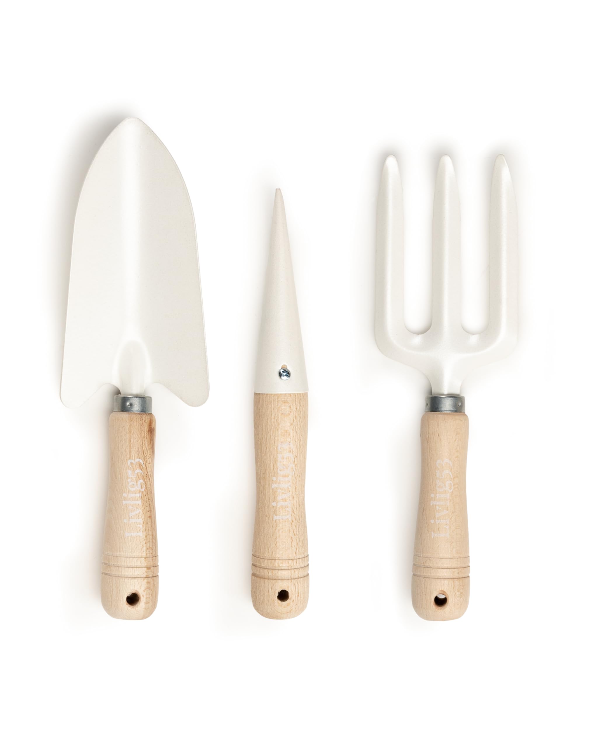 Set di attrezzi da giardino LIVLIG - Set di attrezzi da giardino con pala, rastrello, zappa con forca, manici in legno di quercia e acciaio - regali da giardino per aiuole e giardini
