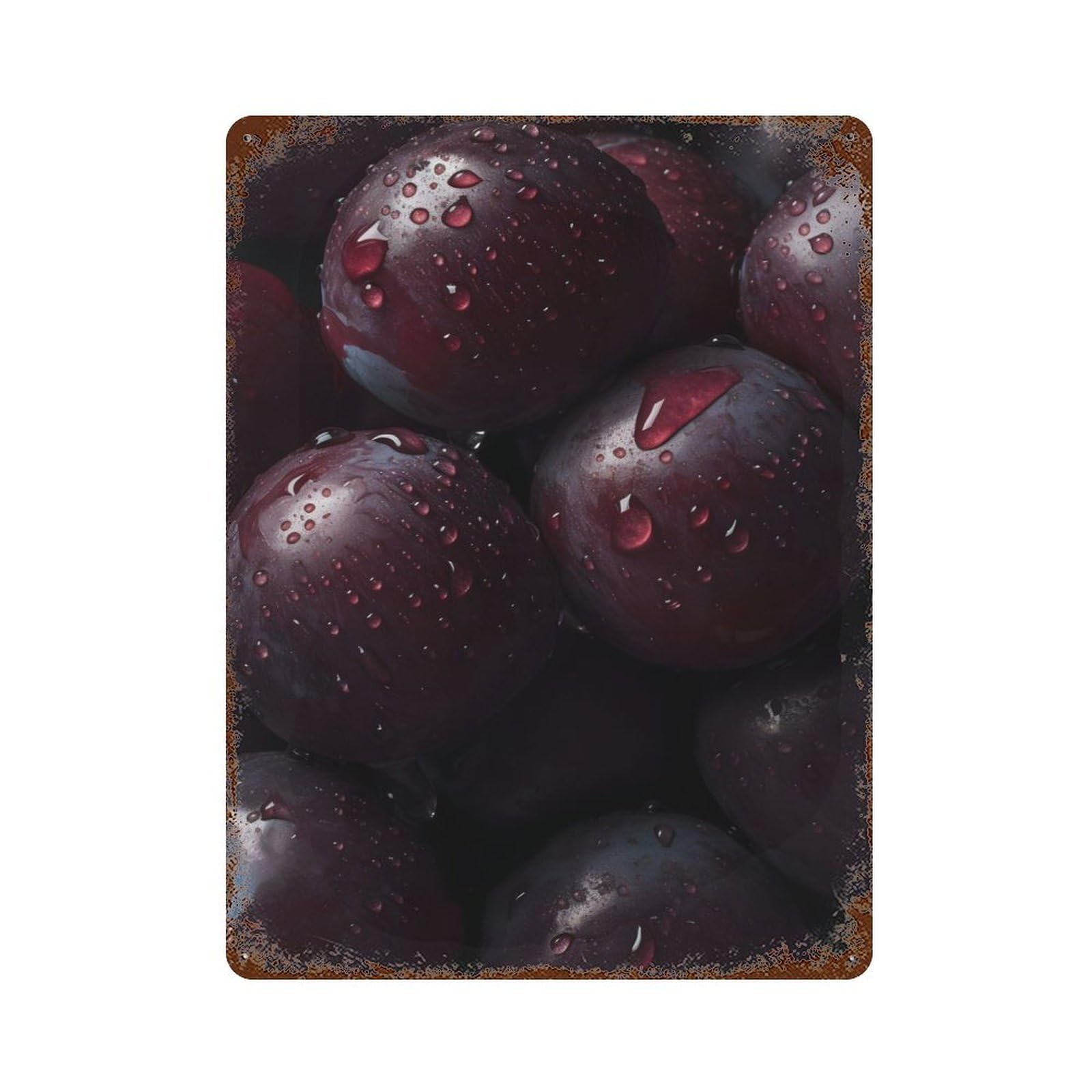 Plums Decorative Tin Sign 15.7"x11.8", Retro Wall Decor for Living Room, Hallway And Home Decor