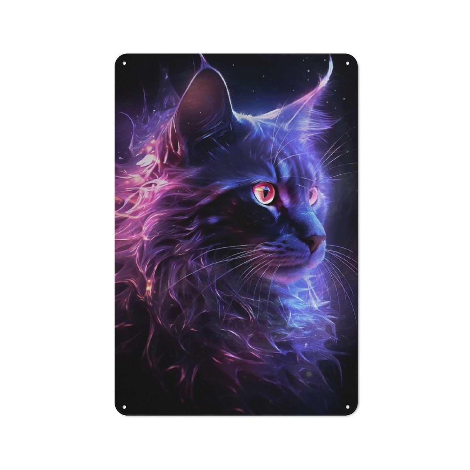 Junmoney Mystical Cat Retro-Style Metal Wall Sign 30X20cm For Pub Or Café, A New Home Present For Hospitality Wall Decor Collectors