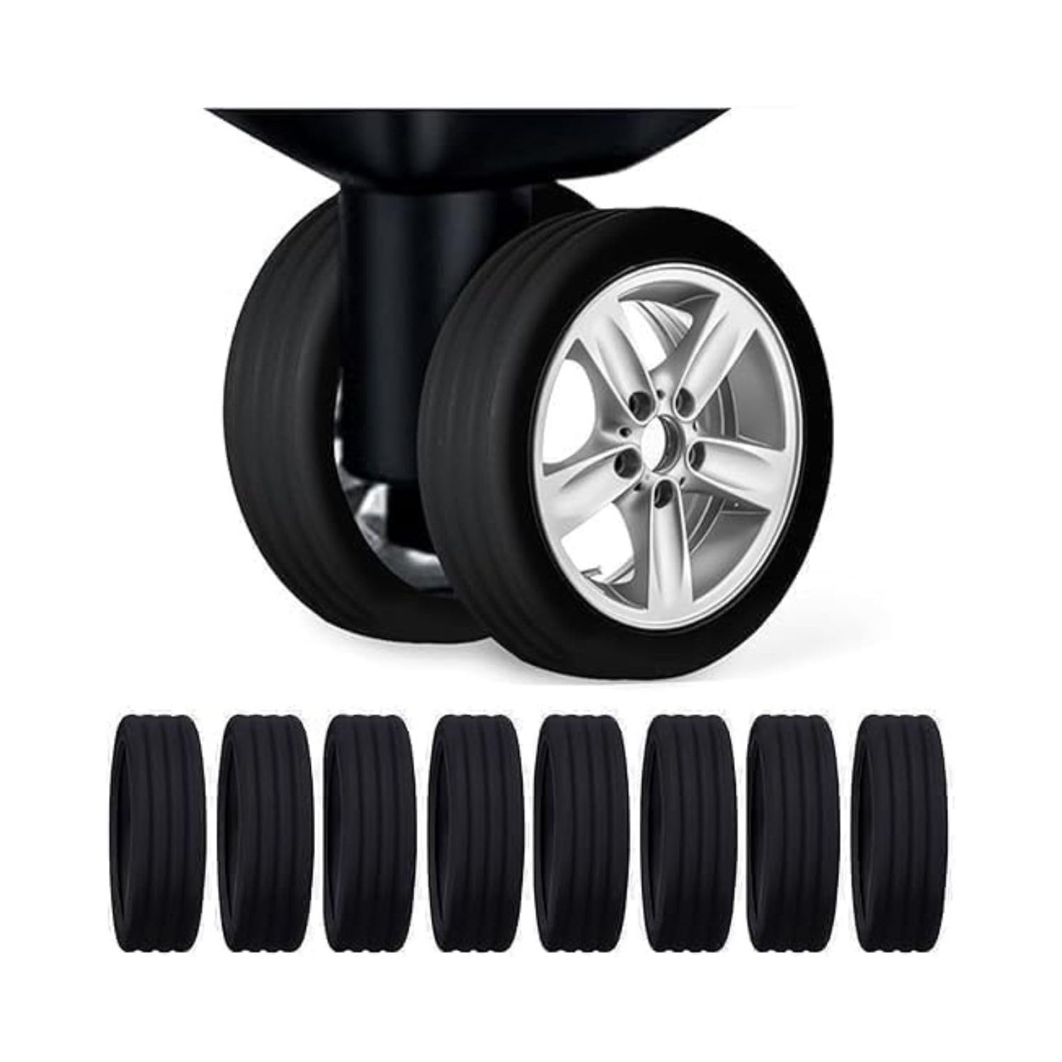Luggage Wheel Silicone Protector Cover (8 PCS)|Trolley Wheel Cover Silicone Wheel Guards for Trolley Bags|Noise Reduction, Anti-Scratch Travel Bag Wheel Protector –(Multi-Color)-image-24
