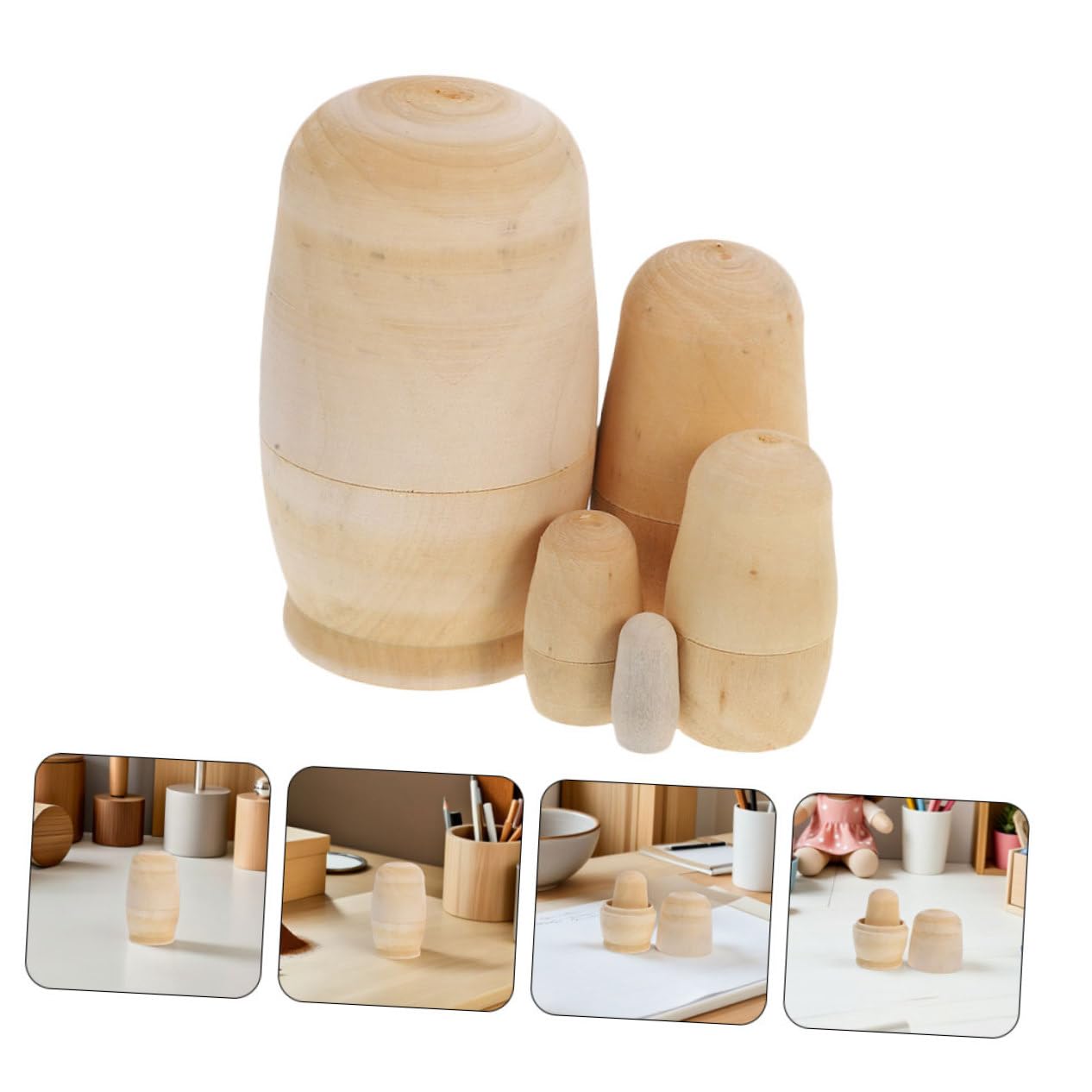 Bambole Russe in Legno Non Verniciate 5 Strati Set per Pittura e Creatività