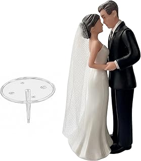 Brautpaar Figuren Torte, Hochzeits Cake Topper & Figur für Hochzeitstorte, Brautpaar Figur mit Schleier, Klassische Dekoration für Hochzeit, Verlobung und Brautparty, Schwarz