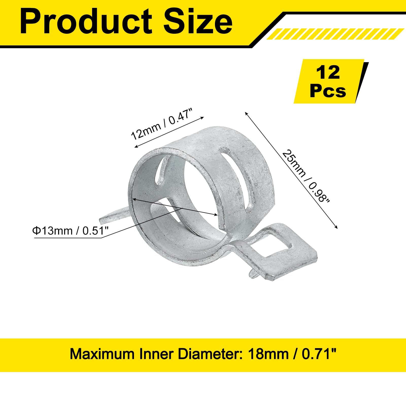 Sourcingmap 12Pcs Spring Band Type Action Fuel/Silicone Vacuum Hose Pipe Clamp - Image 2