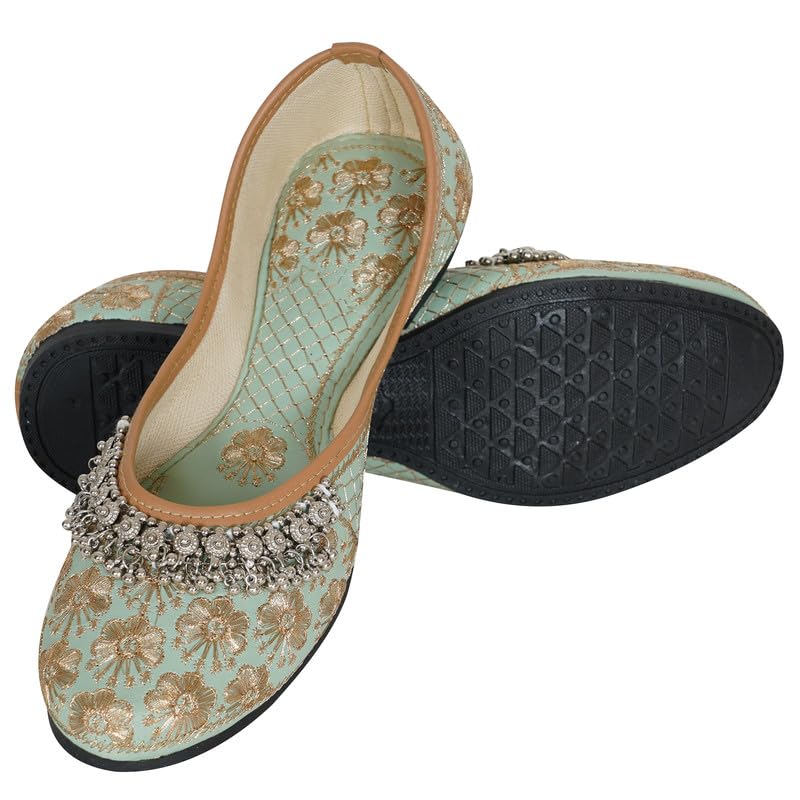 dfr Women’s Rajasthani Embroidered with Payal Punjabi Mojari’s Jutis Shoe-picture-13