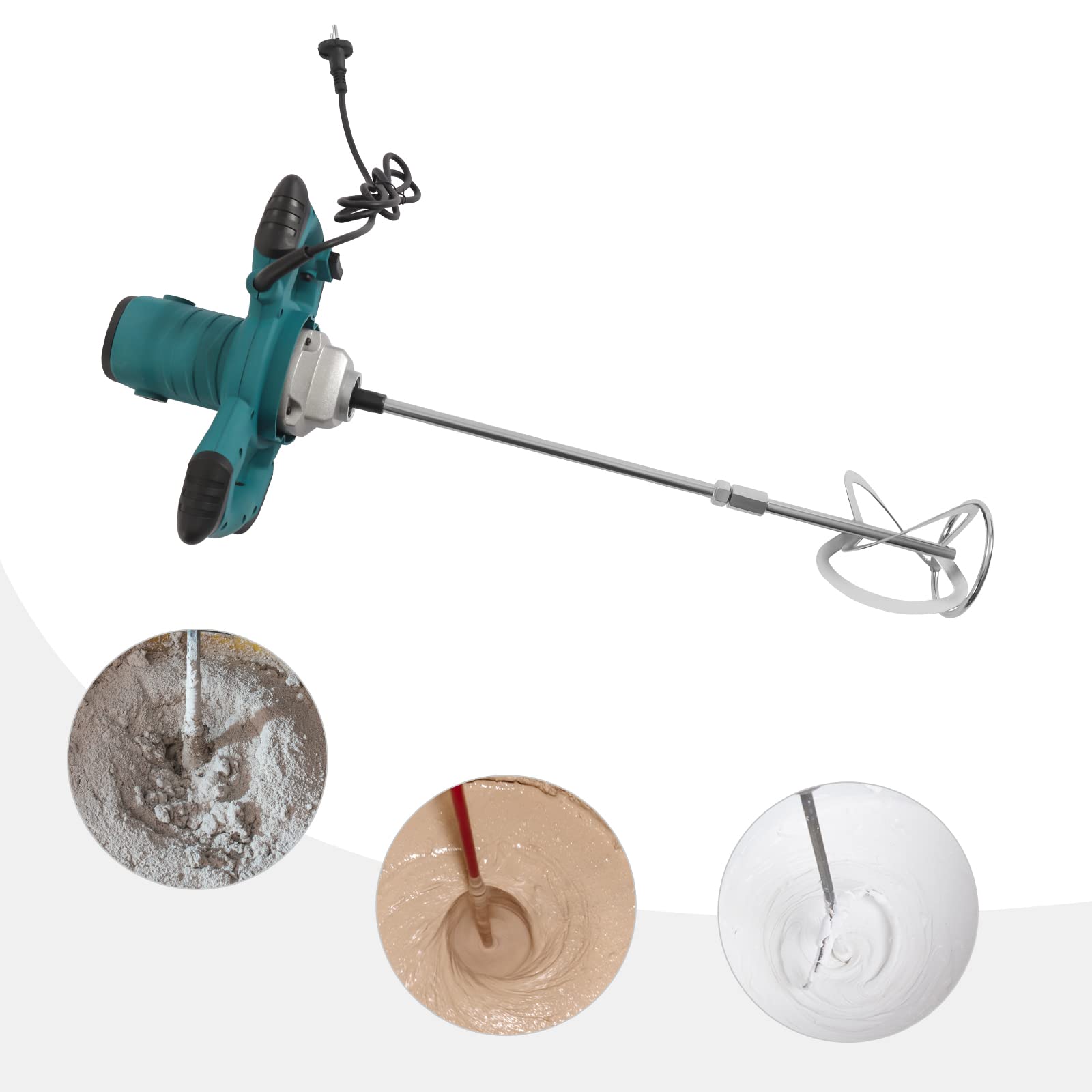 Betonmischer, 2100W Elektrischer tragbarer Betonmischer zum Mischen von Mörtel, 6-Geschwindigkeits-einstellbarer Farbmischer, Handheld-Zementmischer