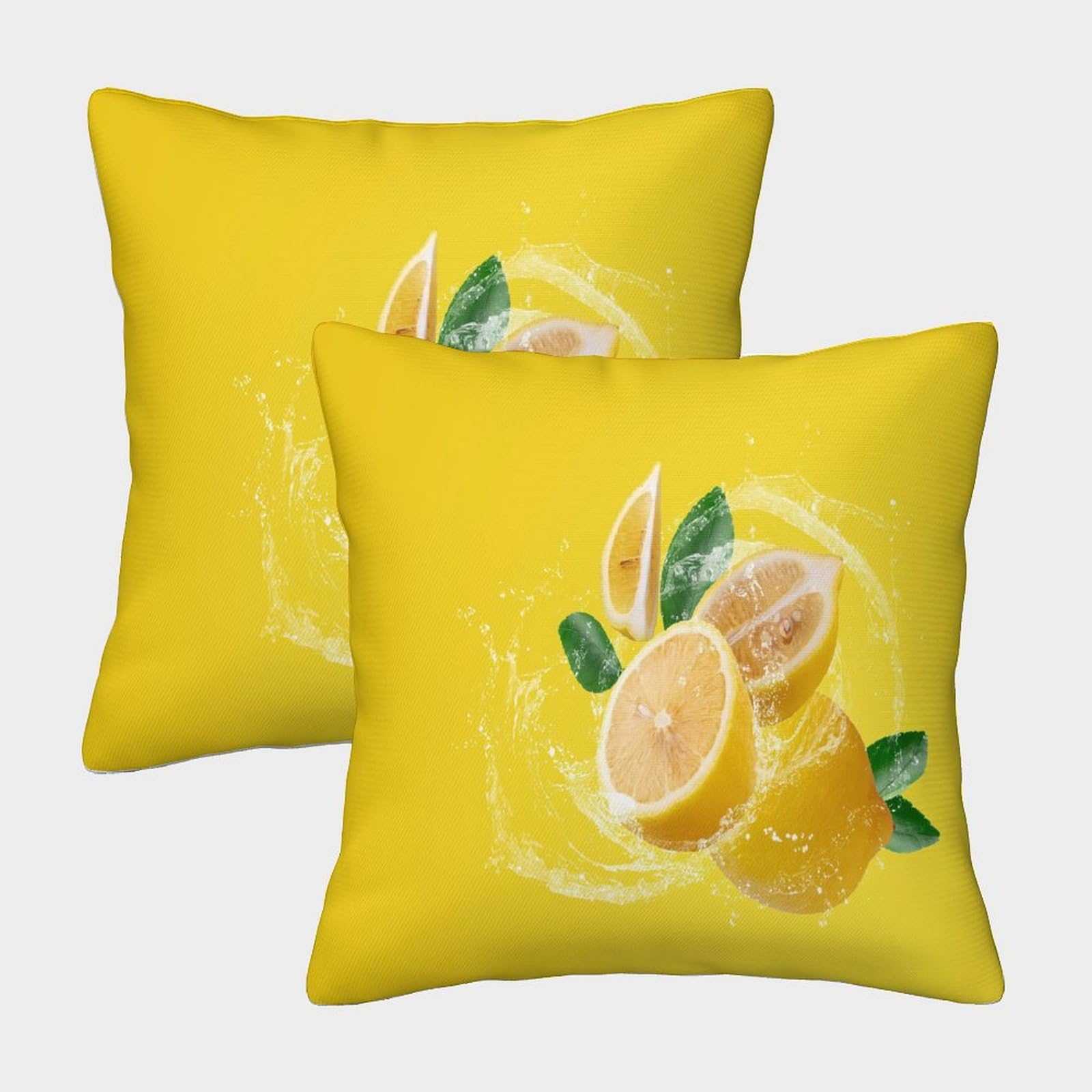 Zhuicheng Lemon 3D Printed Throw Pillow Covers Fruit Square Cushion Cover Garden Cushion Super Soft Pack Of 2 For Patio,Couch, Tent, Balcony And Sofa 40X40cm