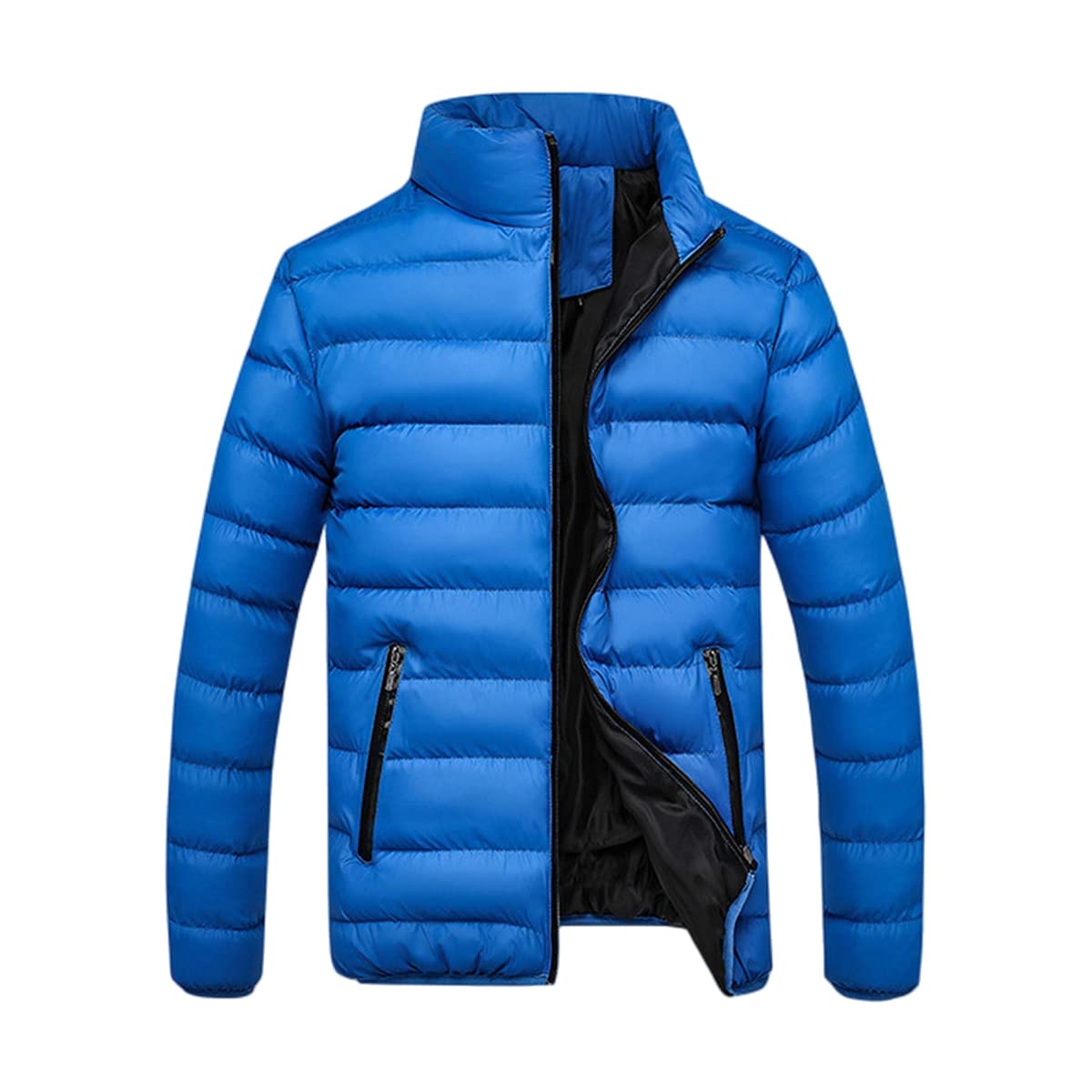 Wankang Mens Lightweight Winter Jackets Windproof Quilted Bubble Puffer Down Jacket Coats Stand Collar Zip Up Coat for