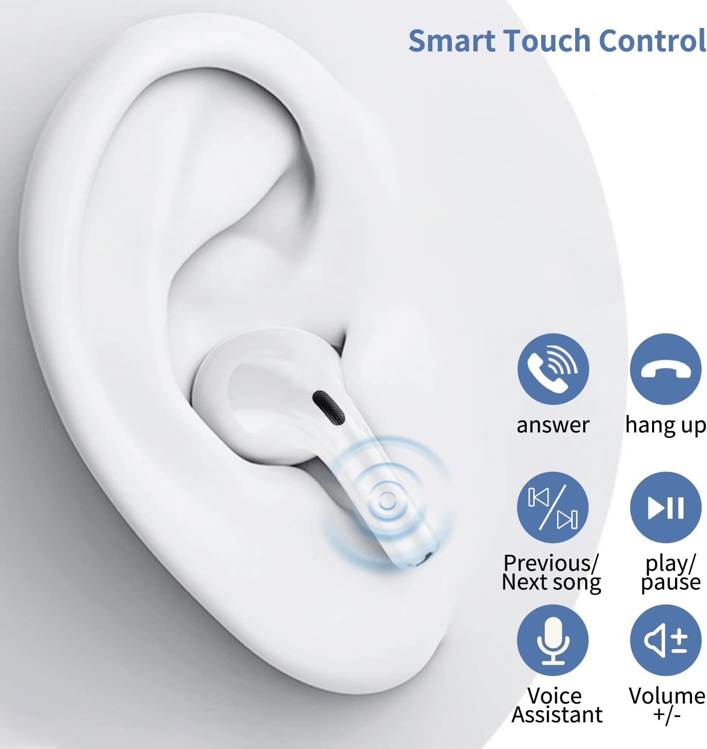 Auriculares inalámbricos, auriculares Bluetooth, cápsulas Air Buds con cancelación de ruido, 4 auriculares 3D, auriculares intrauditivos con graves profundos, auriculares deportivos, funda de carga