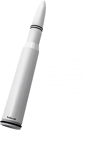 Miniatura 4 de VMS Racing Antena de bala blanca calibre 50 con anillos negros en calibre pesado mecanizado CNC de aluminio corto compatible con Nissan Frontier