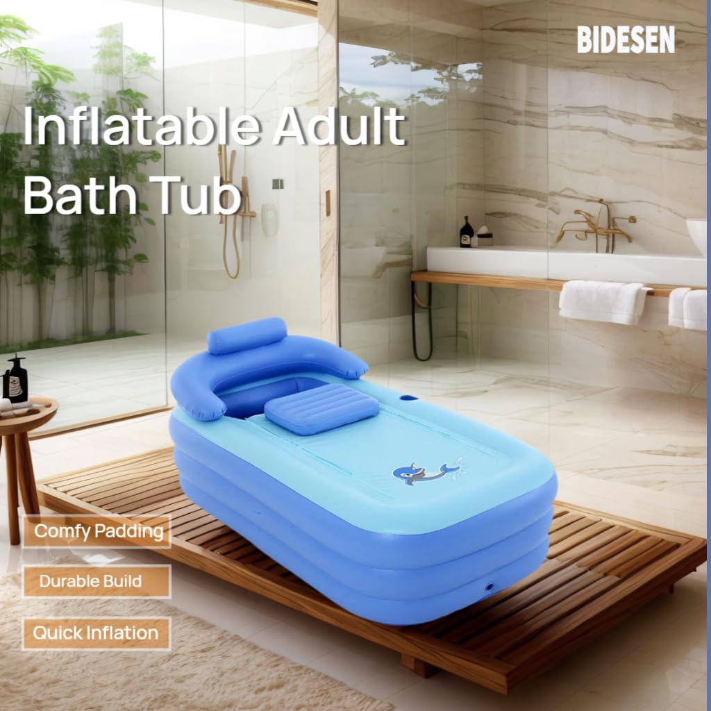Vasca da bagno gonfiabile per adulti | Pompa elettrica e design a 3 camere | Vasca pieghevole portatile per bagno, balcone e campeggio