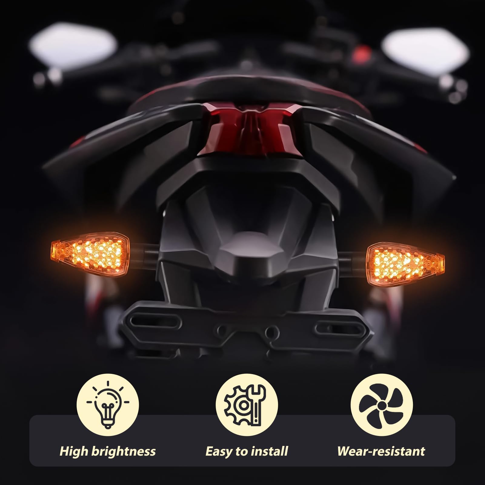 4 Piezas Intermitentes LED Moto 12V, Luces Direccionales Señal Giro Moto con 14 LED Súper Brillantes, Indicadores de Giro Ámbar para Scooter Quad Cruiser Off Road con Rosca de 10 mm