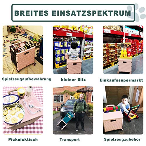 Faltbarer Mehrzweckwagen, zusammenklappbar, tragbar, Rollkiste, Bollerwagen, Einkaufstrolley, Radbox mit Deckel… – Bild 5
