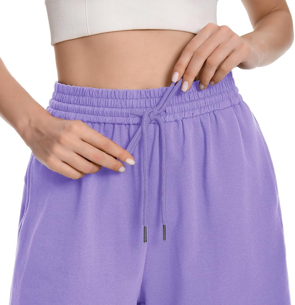Womens Athletic Sweat Shorts Drawstring High Waisted Short Baggy Lounge Cotton Long Bermuda Shorts with Pockets - Image 4