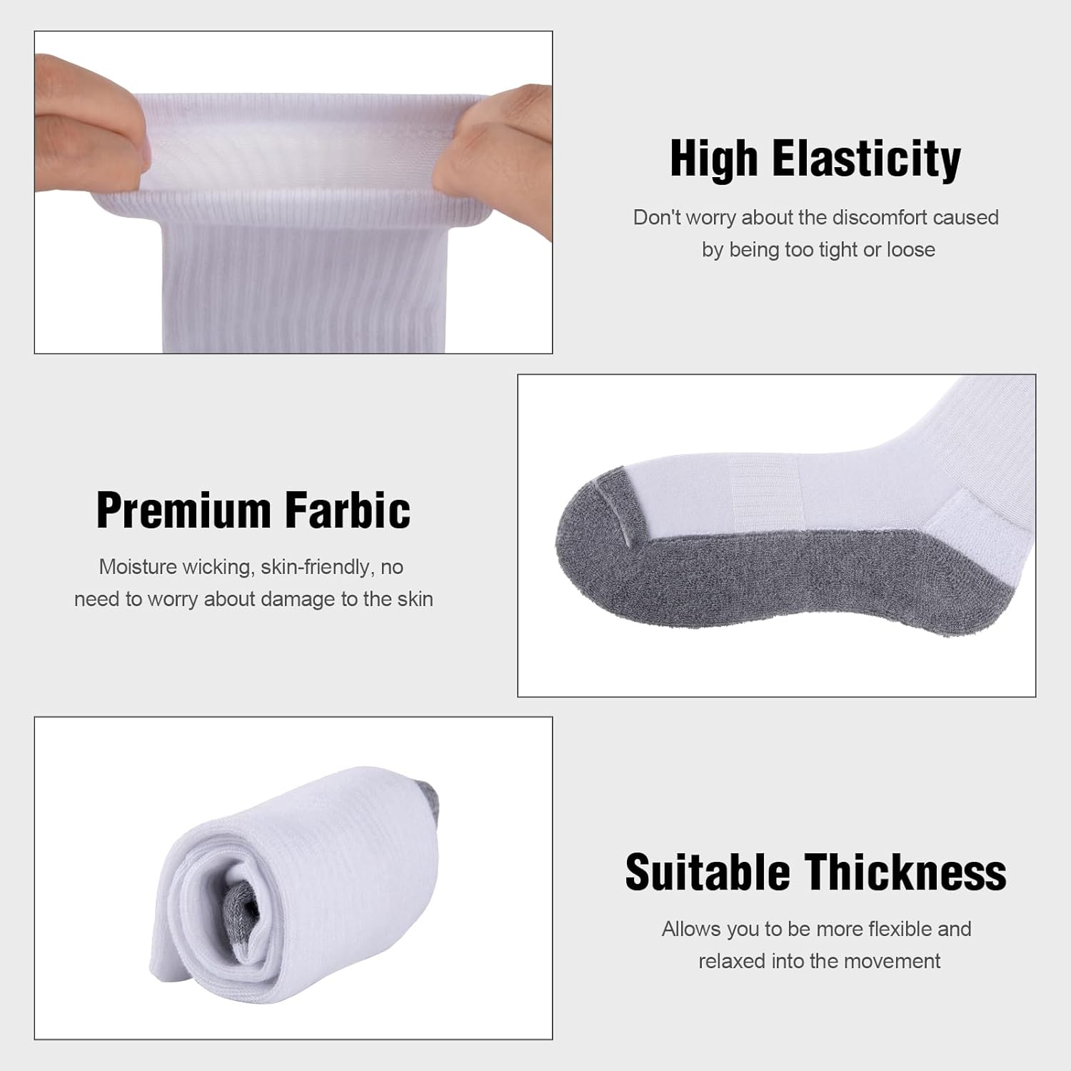 Heatuff 8 Pairs Mens Cushioned Crew Socks, Moisture Wicking Athletic Work Socks - Image 4