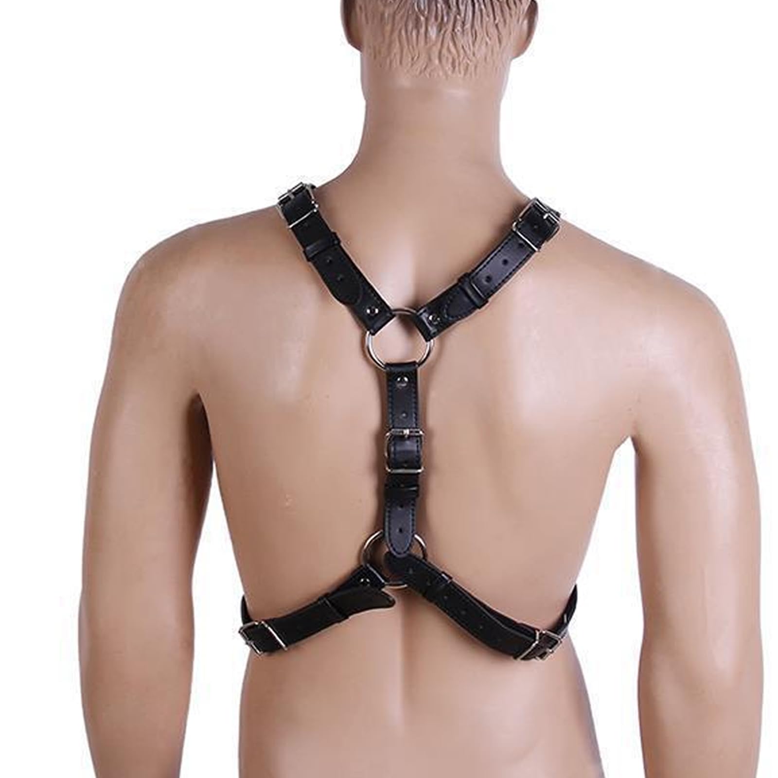 BDSMJOY Arnés de cuero hombre, arnés fetiche para hombres gay, arnés bondage, ropa interior sexy gay para hombre, conjunto BDSM, ropa fetiche, lencería erótica para hombres (A)