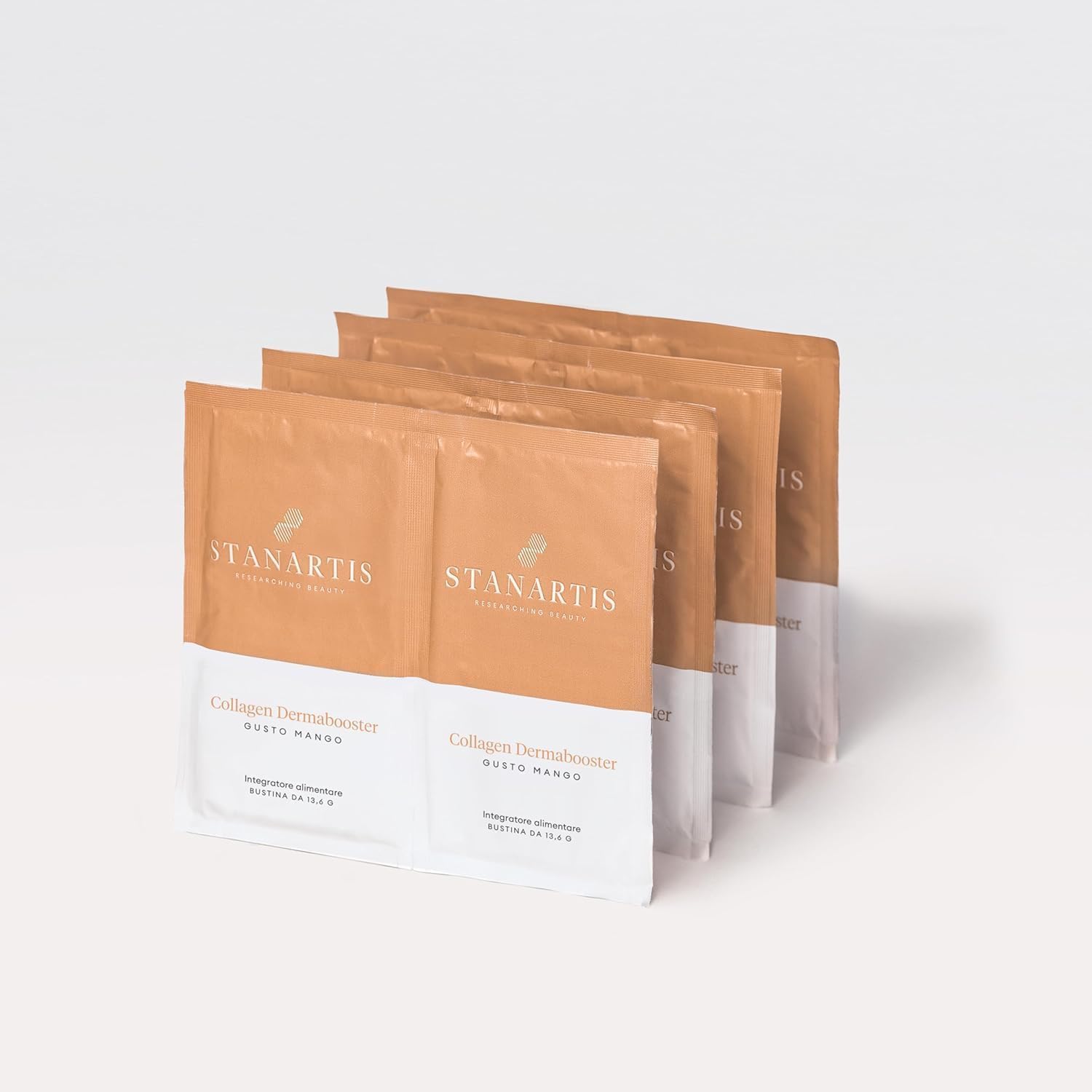 Stanartis - Integratore Collagene Marino con Acido Ialuronico, Q10, Vitamine e Minerali, Idratante e Antietà - 30 Bustine - Gusto Mango