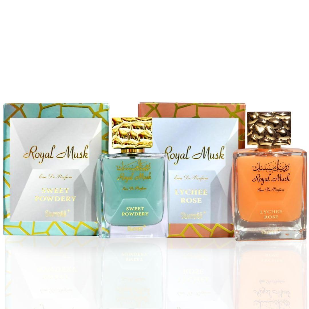 Surrati Royal Musk Sweet Powdery & Royal Musk Lychee Rose - EDP Sprays 100ML (3.4 OZ) (BUNDLE)