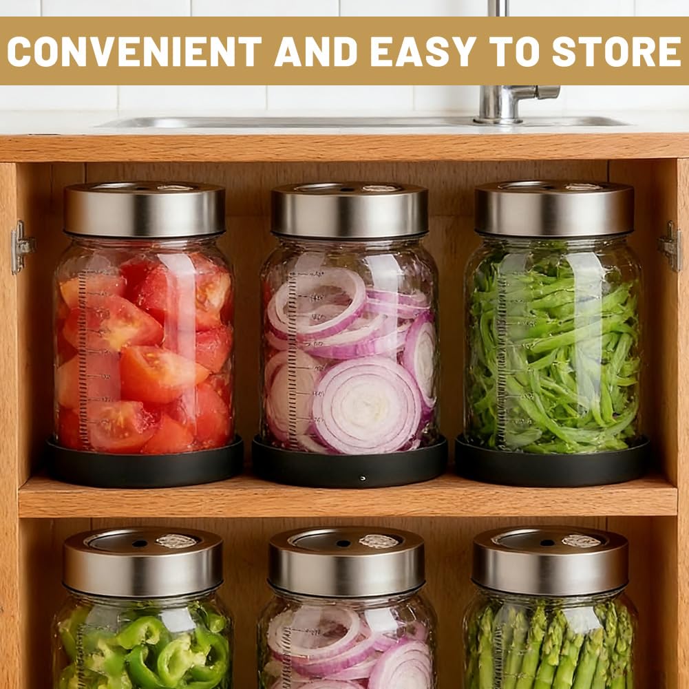 Bicchiere da fermentazione da 1 l, kimchi con coperchio, barattolo da fermentazione con valvola di fermentazione, vetro per fermentazione per crauti, kimchi, contenitore, avviatore di lievito